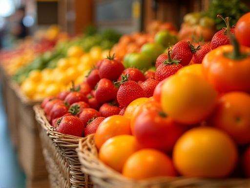 A vibrant display of fresh fruits at Akdeniz Taze Meyveleri
