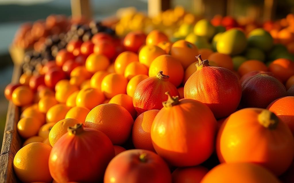 Abundant display of fresh Akdeniz fruits for the giveaway